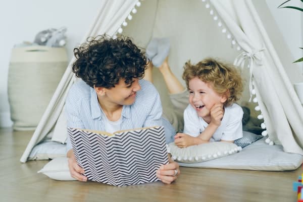 A student reading at home